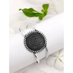 Teejh Kimaya Circular Silver Oxidized Cuff Bracelet for Women-picture-48