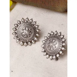 Teejh Monika Silver Oxidized Stud Earrings-picture-13