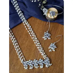 Teejh Pitara Collection Pavika Polki Stones Oxidized Jewellery Set-picture-30