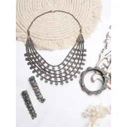 Teejh Pitara Collection Prabha Silver Oxidized Jewellery Set-picture-16