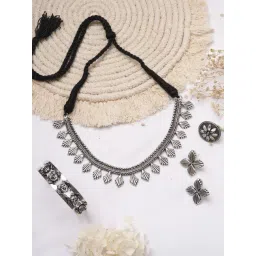 Teejh Pitara Collection Tamali Silver Oxidized Jewellery Set-picture-28