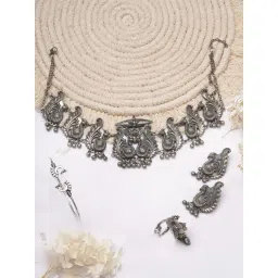 Teejh Pitara Collection Zaral Silver Oxidized Jewellery Set-picture-29