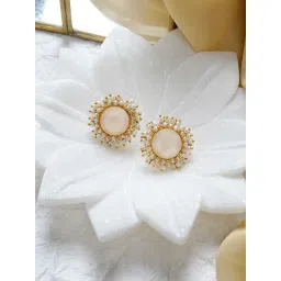 Teejh Roop Light Pink Druzy Stone Stud Earrings-picture-28