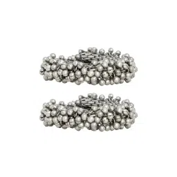 Teejh Silver-Plated Idaya Stacked Bracelets & Haathphool - Set of 3-picture-23