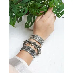 Teejh Silver-Plated Maalavi Stacked Bracelets for Women - Set of 3-picture-16