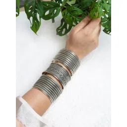 Teejh Silver-Plated Mahanshi Stacked Bracelets for Women - Set of 3-picture-17