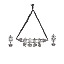 TEEJH Silver-Plated Oxidised Jewellery Set-picture-44