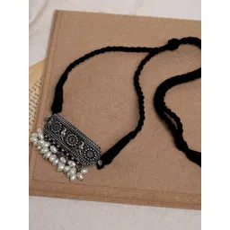 TEEJH Silver-Plated Oxidised Necklace-picture-36