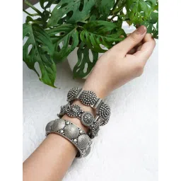 Teejh Silver-Plated Ratna Stacked Bracelets for Women - Set of 3-picture-30