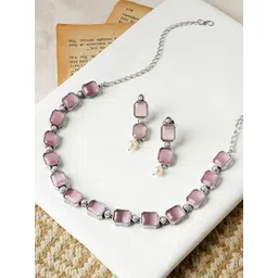 TEEJH Silver Stone-Studded Jewellery Set-picture-27