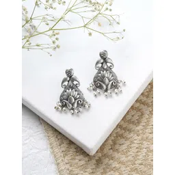 TEEJH Silver-Toned Contemporary Drop Earrings-picture-20