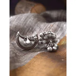 TEEJH  Silver-Toned Oxidised Chaithra Antique Adjustable Double Finger Ring-picture-32