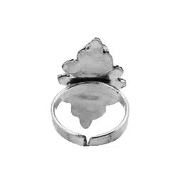 TEEJH Women Black & Silver-Toned Alloy Silver Plated Oxidized Finger Ring image 2