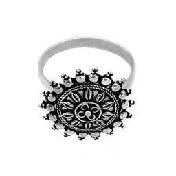 TEEJH Women Oxidised Silver-Plated Black Finger Ring-picture-17