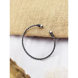 TEEJH Women Oxidised Silver-Plated Kada Bracelet-picture-21