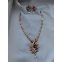 TEEMEX Gold-Plated Stone Studded & Beaded Jewellery Set-picture-31