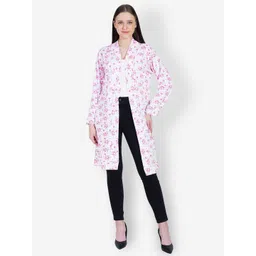 TEEMOODS Floral Printed Cotton Longline Open Front Shrug-picture-19