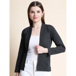 TEEMOODS Women Charcoal Monochrome Shrug-picture-30