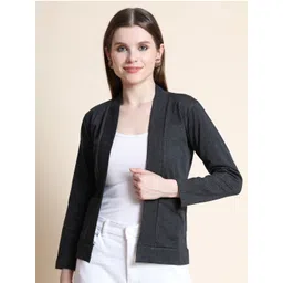 TEEMOODS Women Charcoal Monochrome Shrug-picture-13