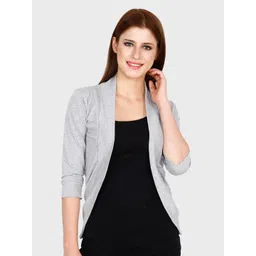 TEEMOODS Women Grey Melange Monochrome Shrug-picture-21