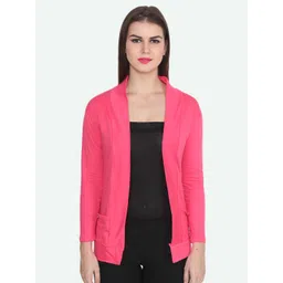 TEEMOODS Women Solid Full Sleeves Cotton Front Open Shrug-picture-34