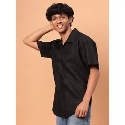 TeenTrums Boys Floral Printed Oversized Cotton Casual Shirt-picture-38