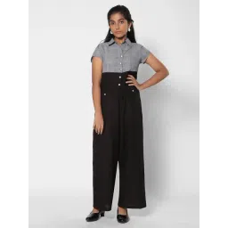 TeenTrums Girls Grey & Black Checks Jumpsuit-picture-44