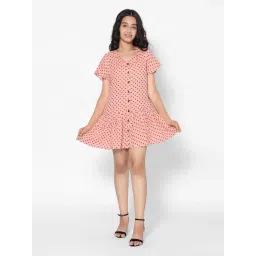 TeenTrums Girls Peach Printed Dress-picture-10