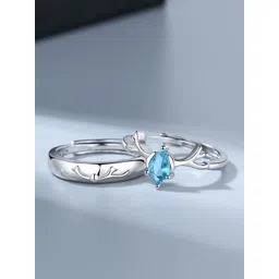 Teeragaj Set Of 2 Stone-Studded Adjustable Couple Finger Rings-picture-29