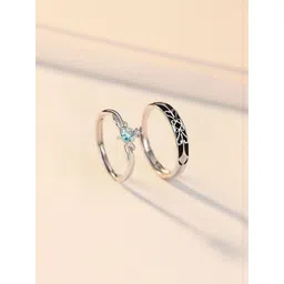 Teeragaj Set Of 2 Stone-Studded Adjustable Couple Finger Rings-picture-28