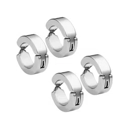 Teeragaj Unisex Set Of 2 Stainless Steel Circular Hoop Earrings-picture-12