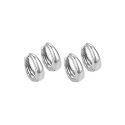 Teeragaj Unisex Set Of 2 Stainless Steel Circular Hoop Earrings-picture-38