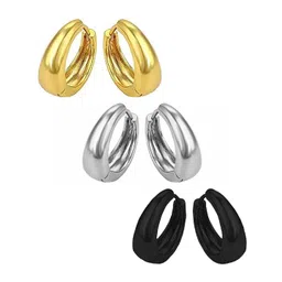 Teeragaj Unisex Set Of 2 Stainless Steel Circular Shaped Hoop Earrings-picture-10