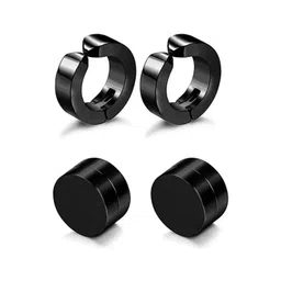 Teeragaj Unisex Set Of 2 Stainless Steel Circular Shaped Hoop Earrings-picture-13