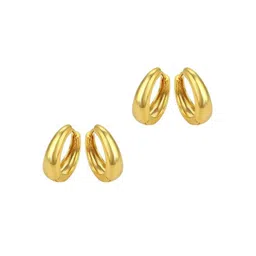 Teeragaj Unisex Set Of 2 Stainless Steel Circular Shaped Hoop Earrings-picture-22