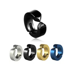 Teeragaj Unisex Set Of 5 Stainless Steel Circular Shaped Hoop Earrings-picture-22