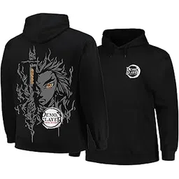 teesanime Tees Anime Hoodies for Men and Women Demon Slayer Design Hoodie Unisex Pure Cotton Casual Wear Hood Black Sweatshirt-picture-32