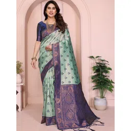 TEJAL ENTERPRISES Ethnic Motifs Zari Art Silk Kanjeevaram Saree-picture-33
