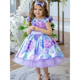 Tejam Floral Print Layered Net Fit & Flare Dress-picture-11