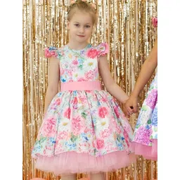 Tejam Floral Print Layered Net Fit & Flare Dress image 2