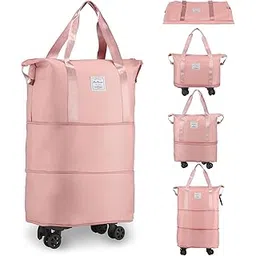 tekcool Duffel Trolley Bags for Travel,Luggage Bags for Travel,Rolling Duffle Bag with Wheels,Travel Bags for Luggage Trolley,Expandable Foldable Duffle Bag with Wheels - Peach:-picture-27