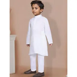TELESTO Boys White Pure Cotton Kurta With Pyjamas-picture-16