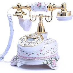 TelPal Home Telephone White Floral Home Phones Decorative Modern Landline Telephones Desktop Phone for Home Office Decor-picture-14