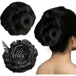 TEMPERIA Hair Accessories For Women Stylish - Juda Hair Buns Clip Extension for Women - Artificial Fake Hair Donuts Bun Maker - Black-picture-31