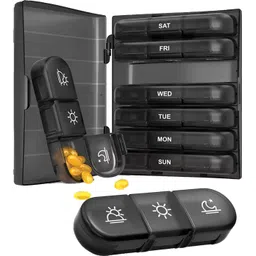 temperia 7 Medicine Organizer Box for 1 Week, 3 Times a Day - Pill & Tablet Storage Box Pill Box-picture-23