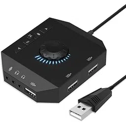 Tendak USB Hub with Audio Adapter, Tendak External Sound Card with 3.5mm Headphone Microphone Jack and Volume Control 3 Port USB Hub for Laptop PC HDD Disk-image-37