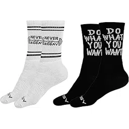 tendsy Unisex Cushioned Crew Socks for Men & Women | Cotton Athletic Sports Socks with Motivational Quotes | Gym, Workout & Running (Pack of 2 Pairs)-picture-38