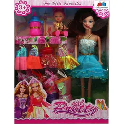 tenmar DEALS Fashion Stylish Girl Doll With Little Baby Doll And So Many Dresses For Both For Kids. (Multicolor)-picture-24