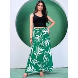 TENNECY Free Size Floral Printed Woven Long Wrap Around Maxi Skirt-picture-29