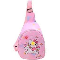 tera 13 Cat Printed Chest Bag for Girls, Kids Crossbody Bag For Travel, Hiking, Cycling, Picnic, Birthday Return Gift For Kids, Messanger Bag With Adjustable Strap, Premium Polyester Fabric-picture-52